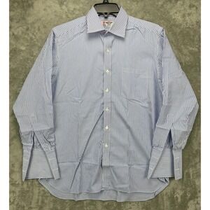 Turnbull & Asser Men's Shirt XXL Blue Striped Long Sleeve Button Up French Cuffs